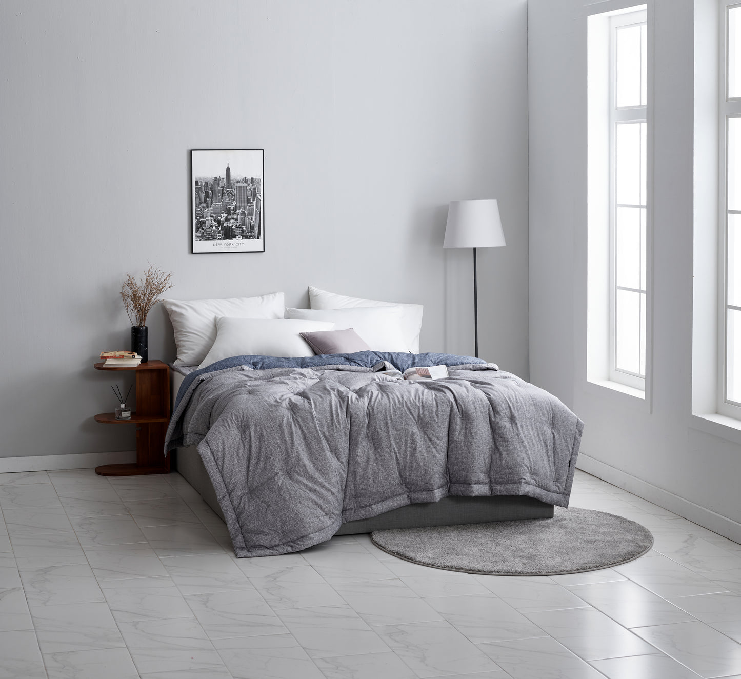 Grey Blue Modal Cotton Comforter