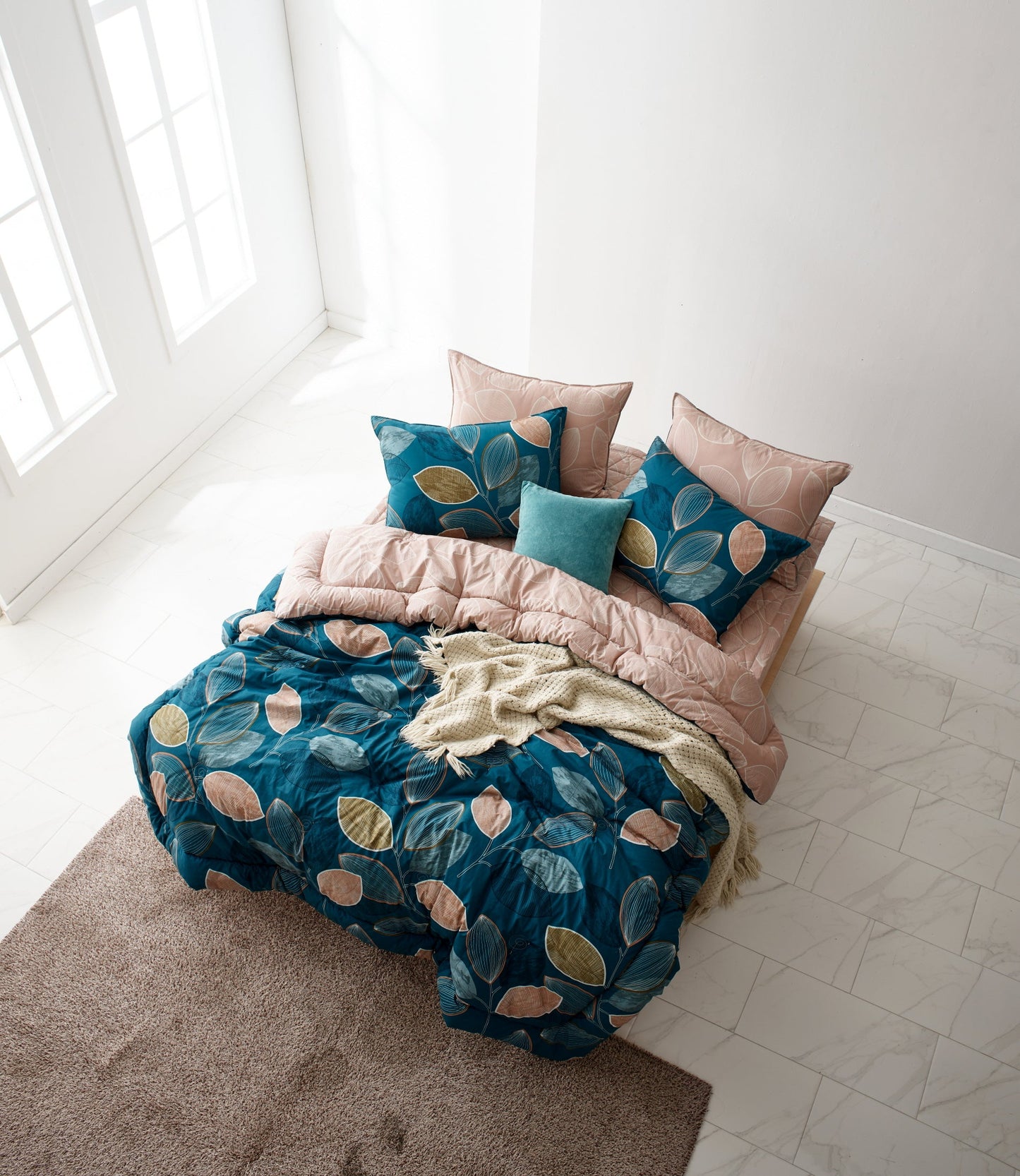 BIO Washing Premium 100% High Density Cotton 100 Comforter Set_Indi Pink