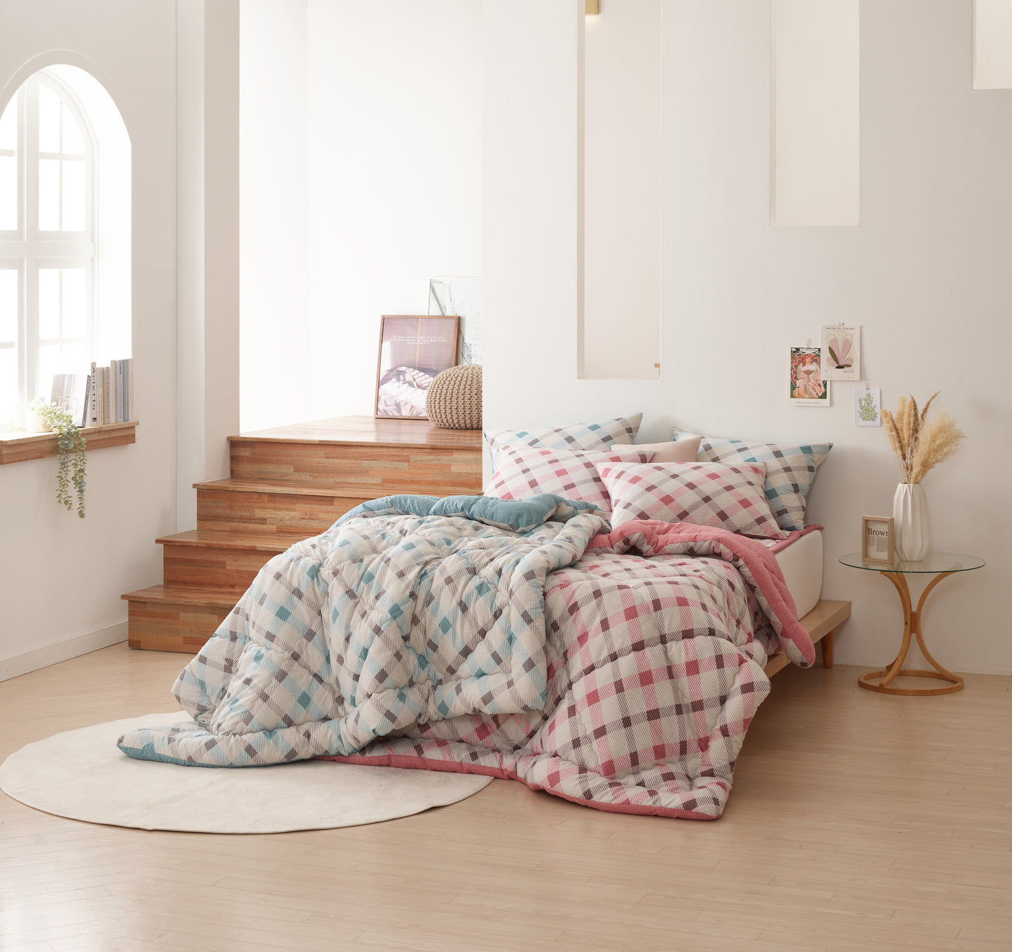High Density Peach Skin Anti Mite Comforter Set_BLUE_Twin/Twin XL