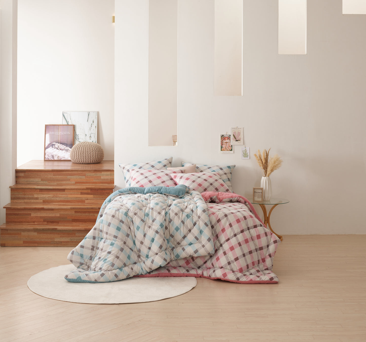 High Density Peach Skin Anti Mite Comforter Set_BLUE_Twin/Twin XL