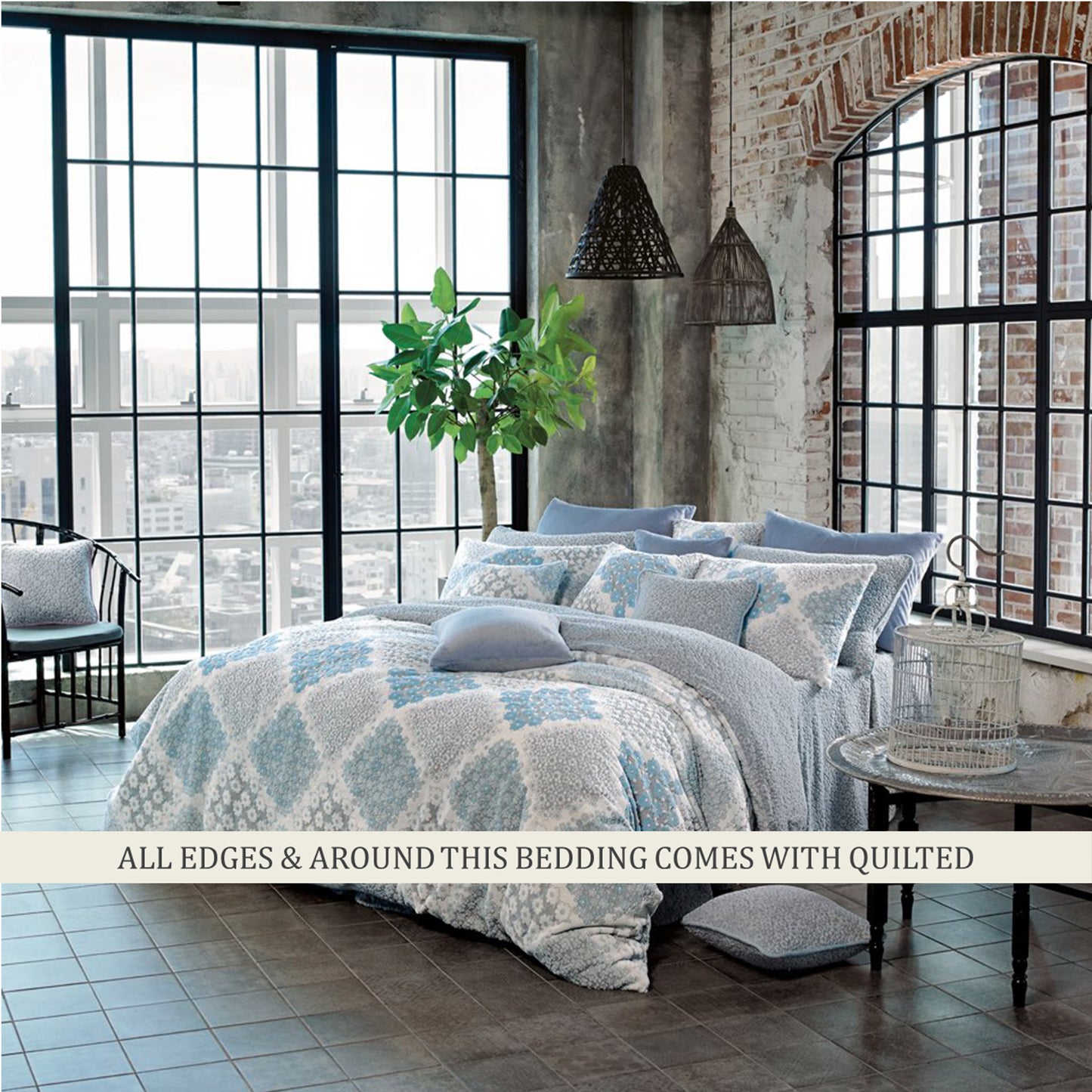 Blue diamond mink touch winter comforter set