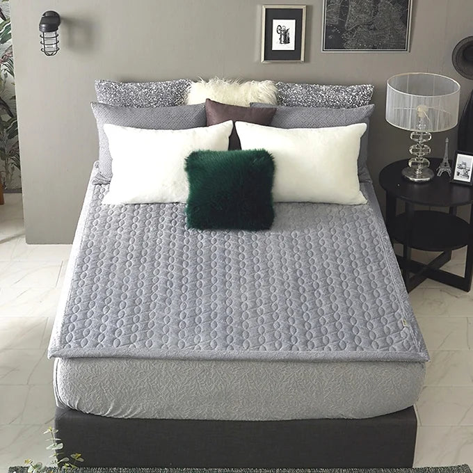 Premium Real Fur Touch Micromink Mattress Pad_Grey