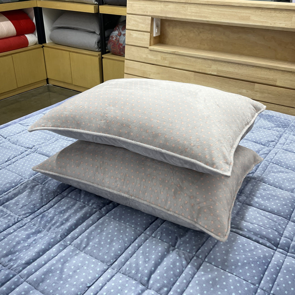 Pink Grey Dot Mink Touch Microfiber Comforter Set