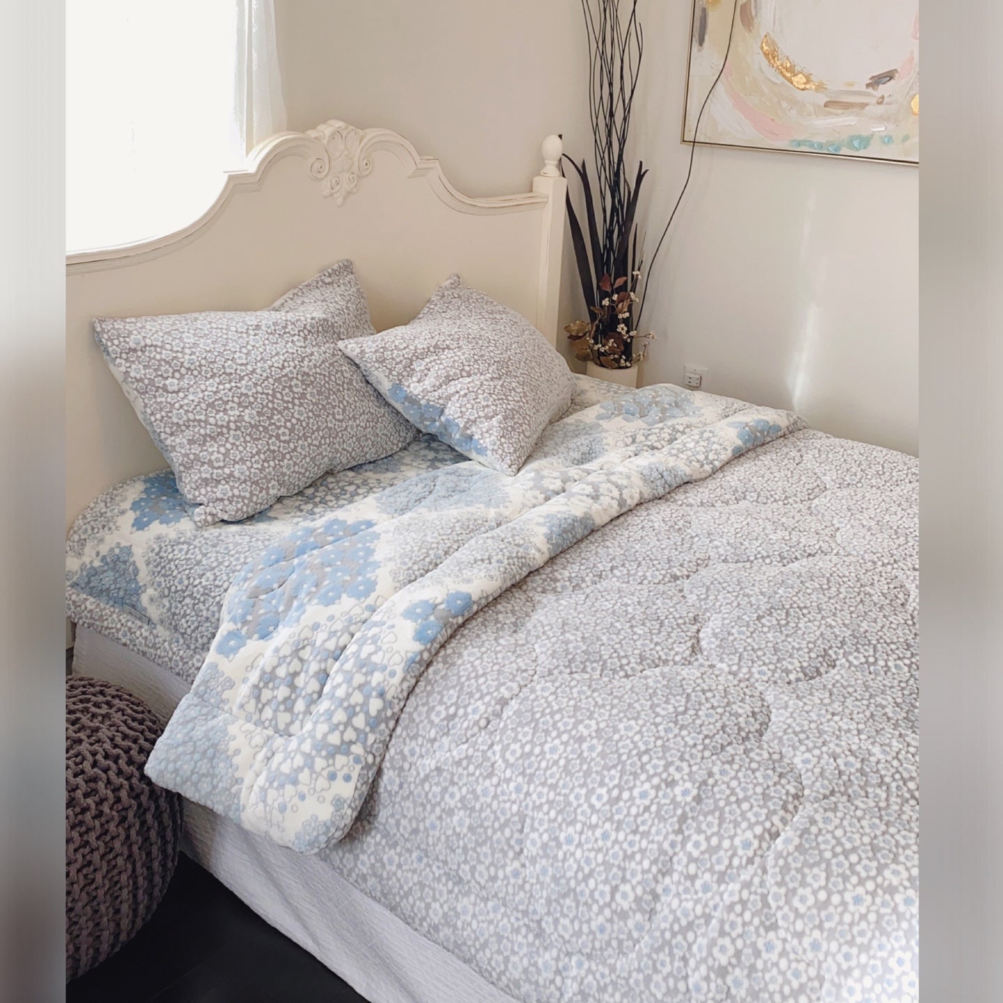 Blue diamond mink touch winter comforter set