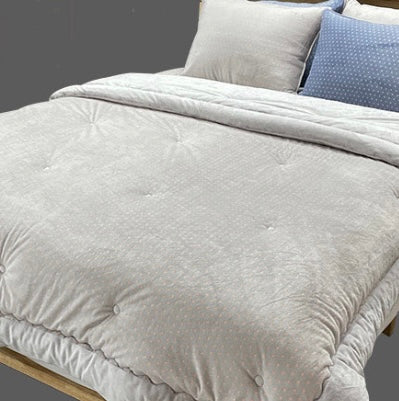 Pink Grey Dot Mink Touch Microfiber Comforter Set