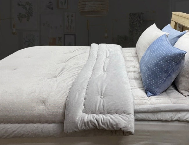 Pink Grey Dot Mink Touch Microfiber Comforter Set