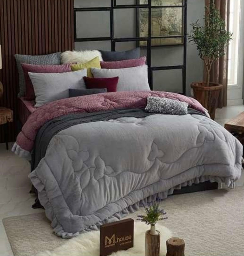 Premium Real Fur Touch Micromink Comforter Set_Double/Queen