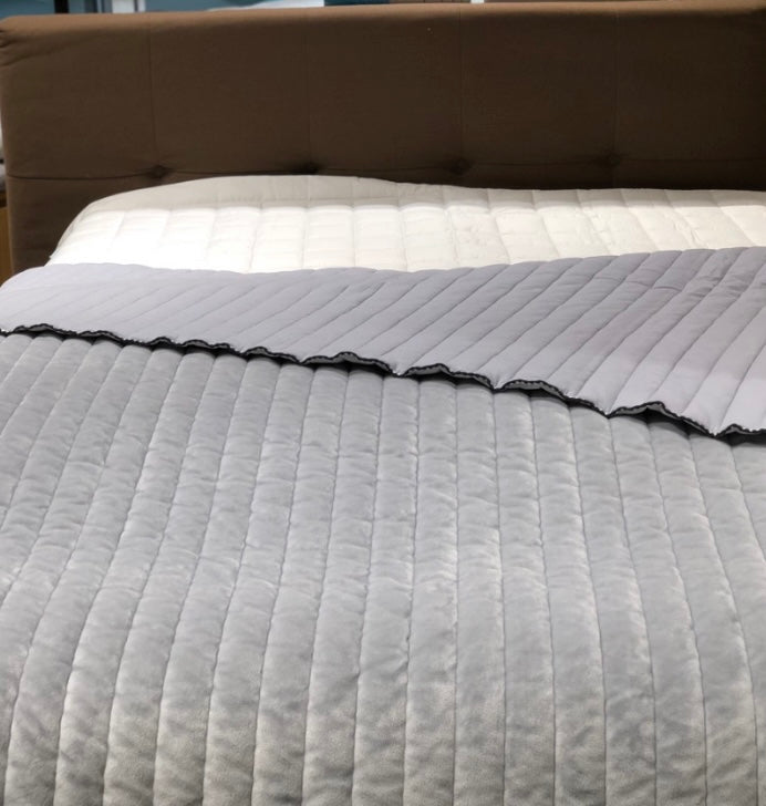 Cotton 100% & Soft Micromink Touch Reversible Bed Spread / Pad_Grey