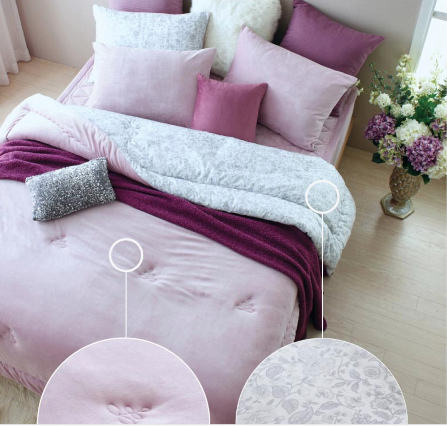 Premium MOC (Modal+Cotton) Reversible Comforter Set _Violet