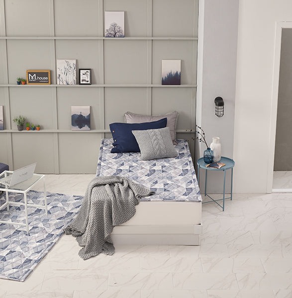 100% Natural Cotton_Carpet/Mattress Pad_Navy_Single