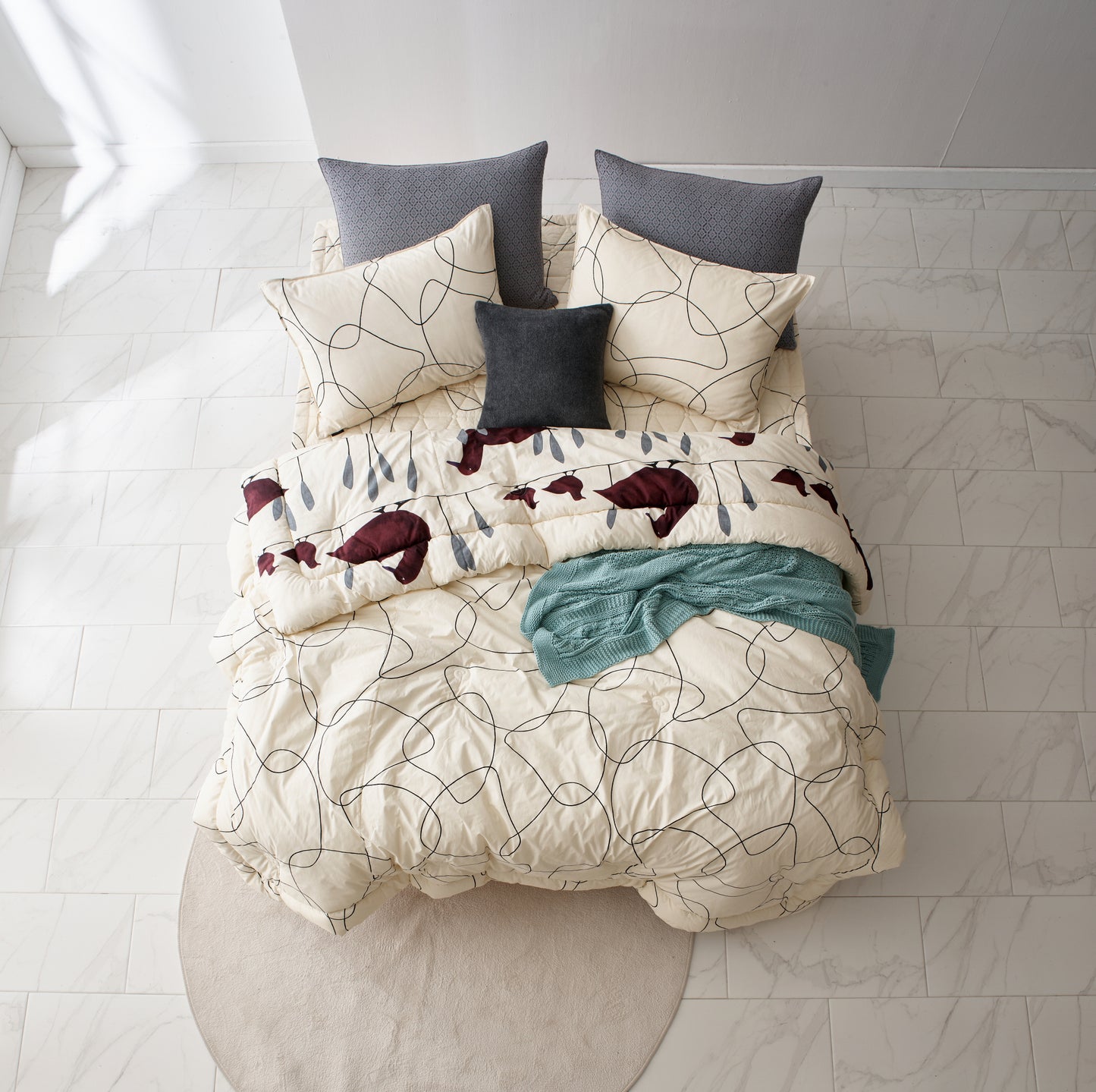 [NEW] BIO Washing Premium 100% High Density Cotton 100  Comforter Set_Ivory