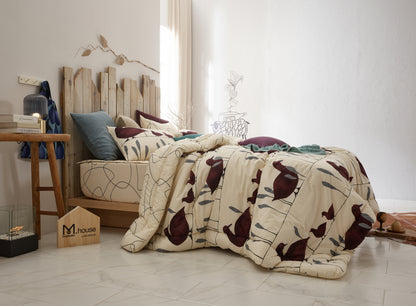 [NEW] BIO Washing Premium 100% High Density Cotton 100  Comforter Set_Ivory2