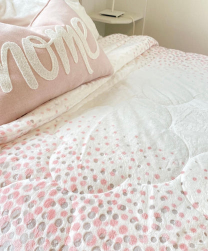 Dotty Mink Touch Microfiber Winter Queen Comforter set_Pink