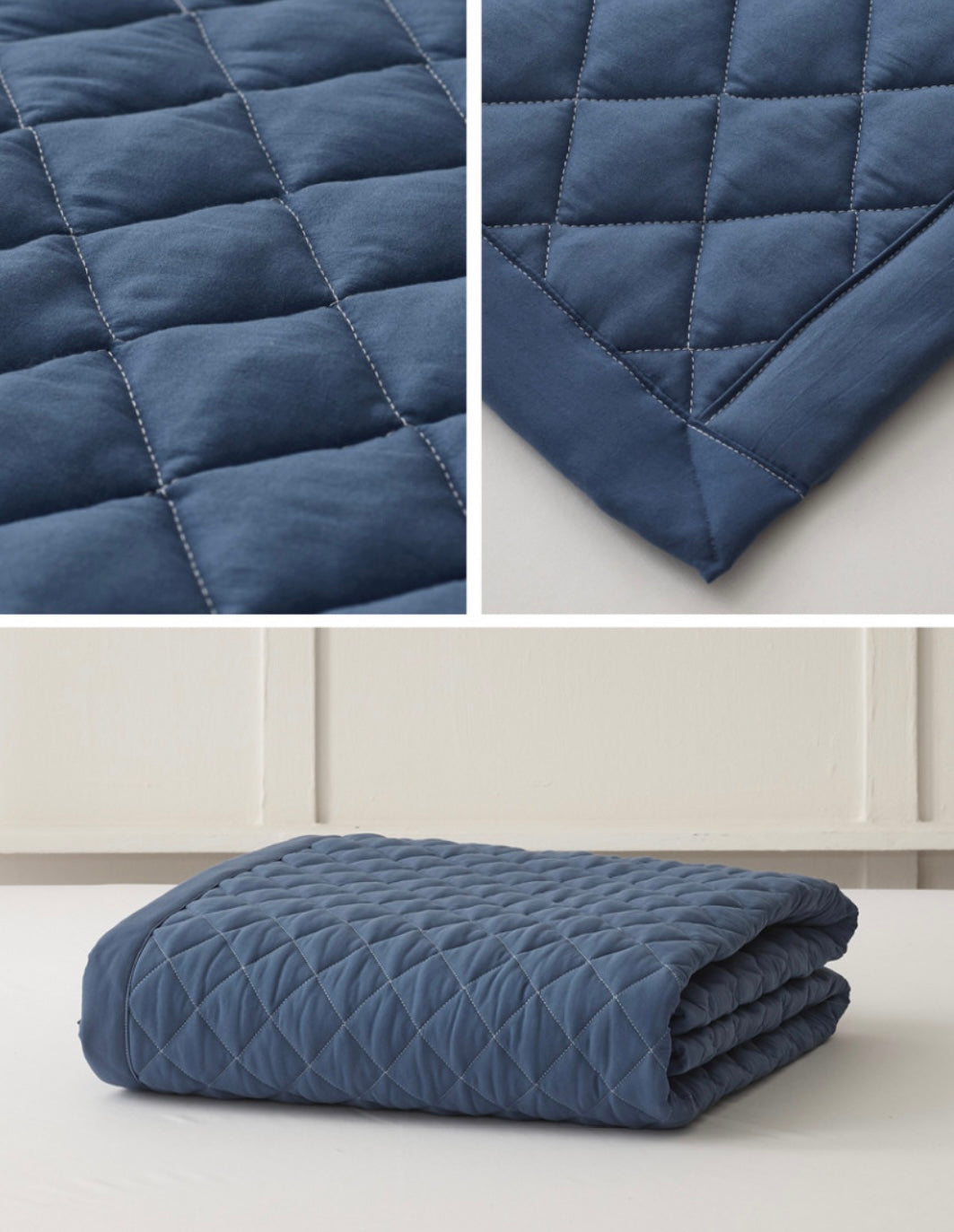 Ultra Soft Anti-Dust Semi-Micro Air Washing Mattress Pad- Navy