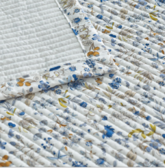 [Premium] 100% Bio-Washing High Density Cotton_Quilt Spread_Blue