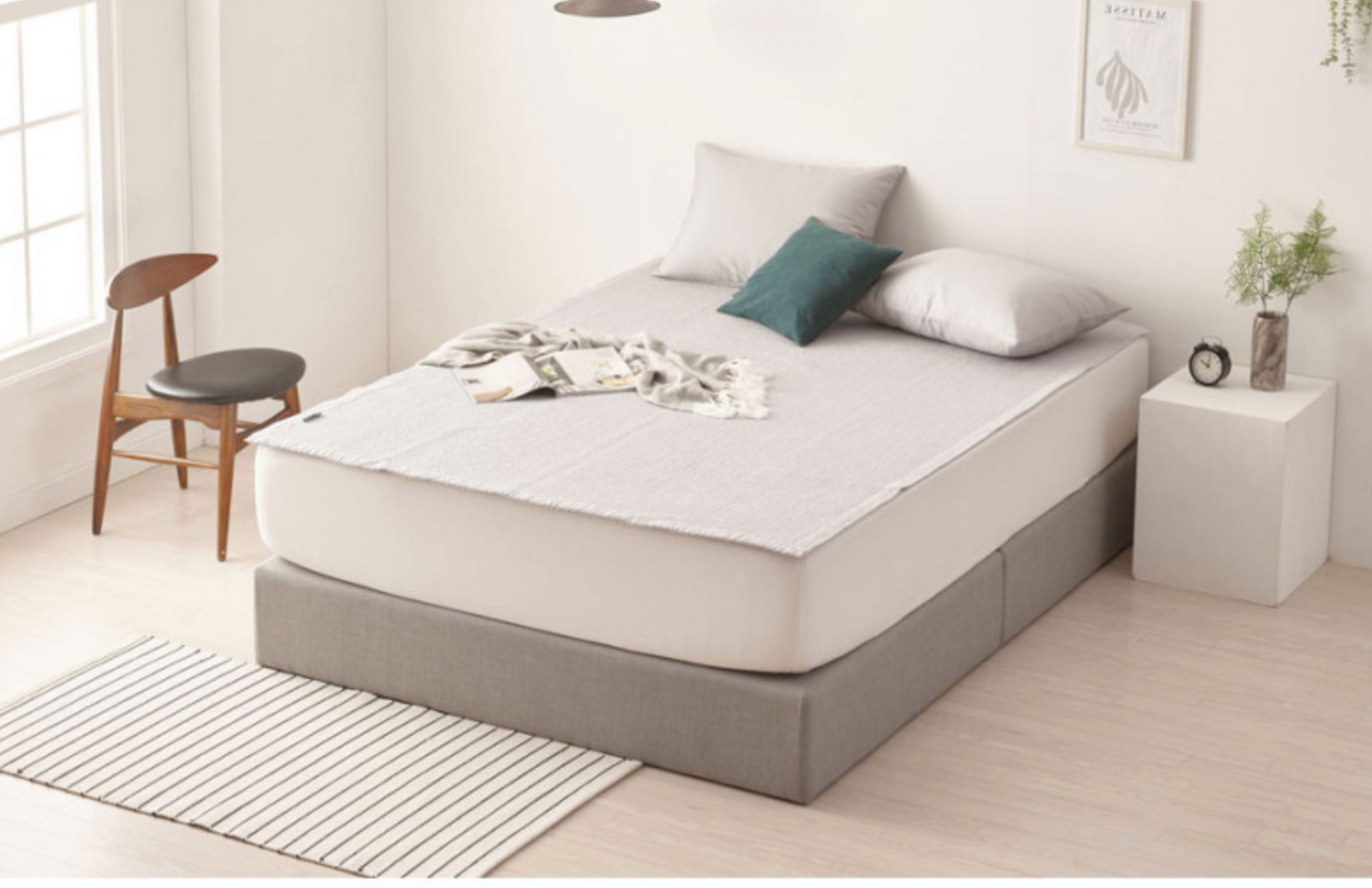 100% Washing Cotton Spread,Mattress Pad, Blanket_White